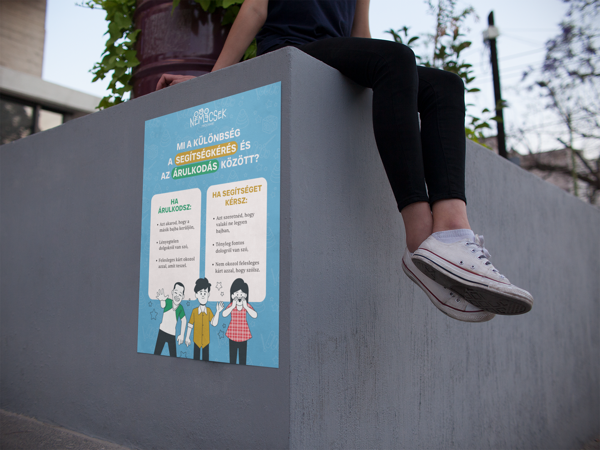 Mi a különbség a segítségkérés és az árulkodás között? - plakát